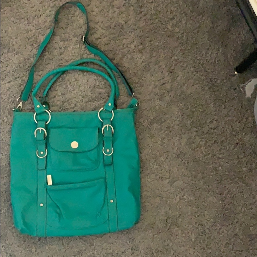 Turquoise bag with long and short strap